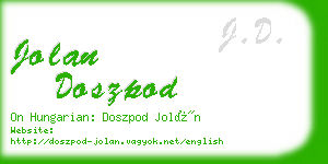 jolan doszpod business card